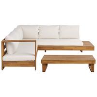 LOUNGE-SET 5-Sitzer Heller Holzfarbton Marettimo - Hellbraun/Weiß, Holz - Beliani