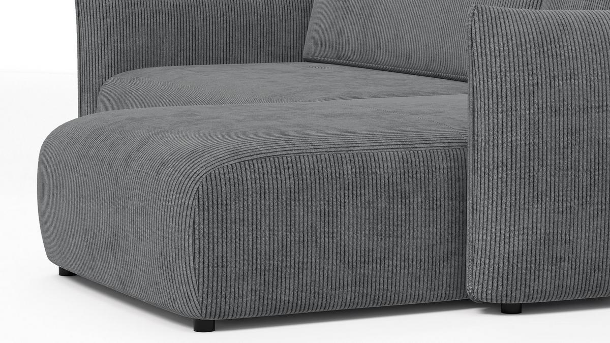 ECKSOFA TAUER 3-Sitzer links, dunkelgrau - Dunkelgrau/Schwarz, Holz/Textil (248/173cm) - Wozimo