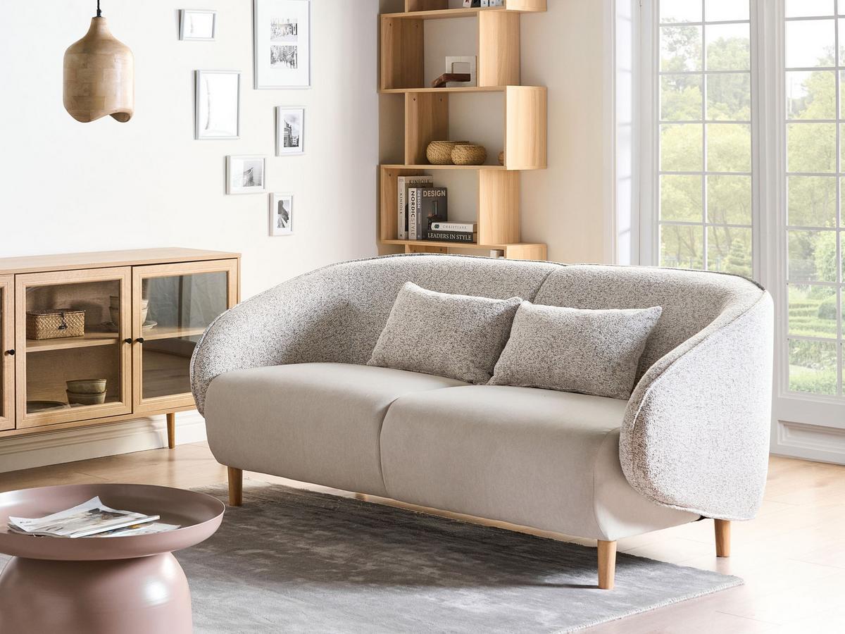 SOFA Stoff Hellbeige Umea - Beige/Braun, Textil (190/78/85cm) - Beliani