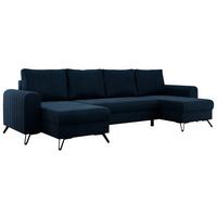 WOHNLANDSCHAFT AXEL U Velvet Dunkelblau - Blau/Schwarz, Textil/Metall (312/90/140cm) - MKS