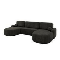 WOHNLANDSCHAFT mit Schlaffunktion und Bettkasten LIRA-U - 335x172x89 Schwarz - Schwarz Hochglanz, Holzwerkstoff/Textil (335/89/172cm) - ALTDECOR