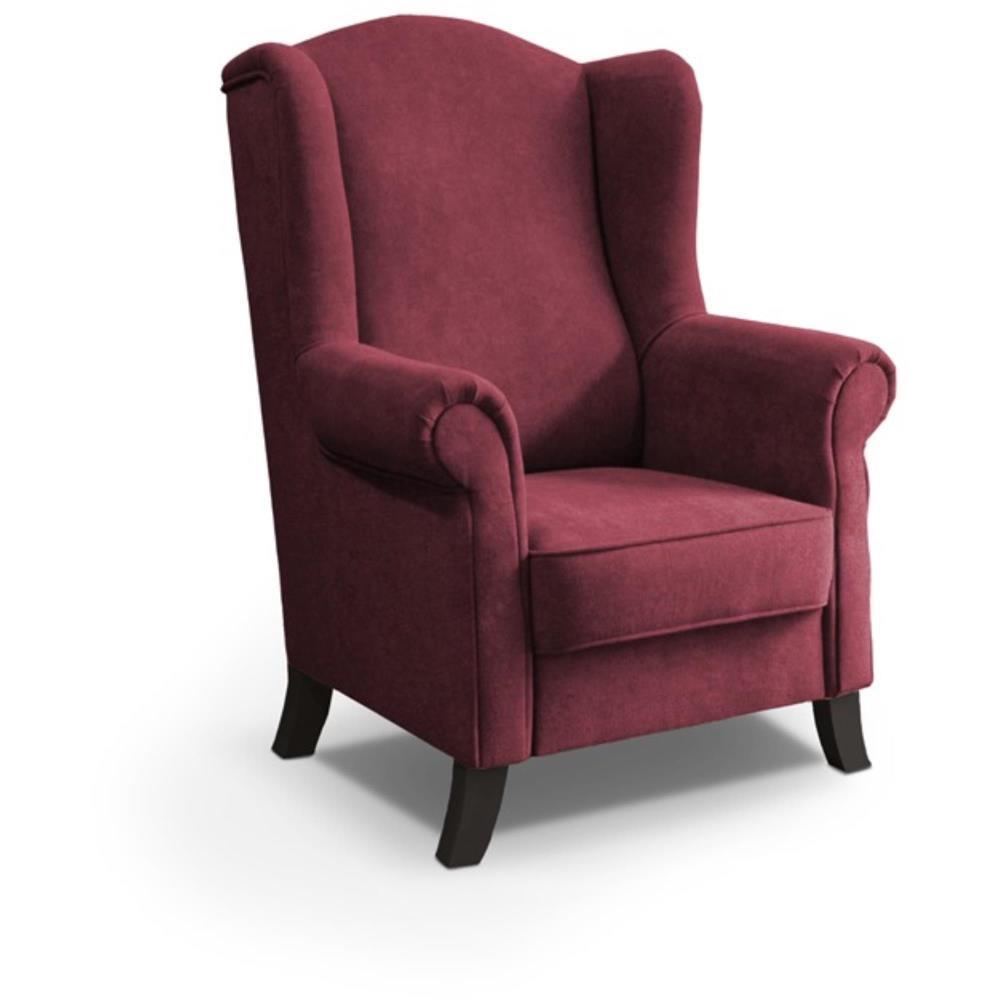 OHRENSESSEL Leonardo bordeaux - Wengefarben/Bordeaux, Holz/Textil (88/118/86cm) - Beautysofa