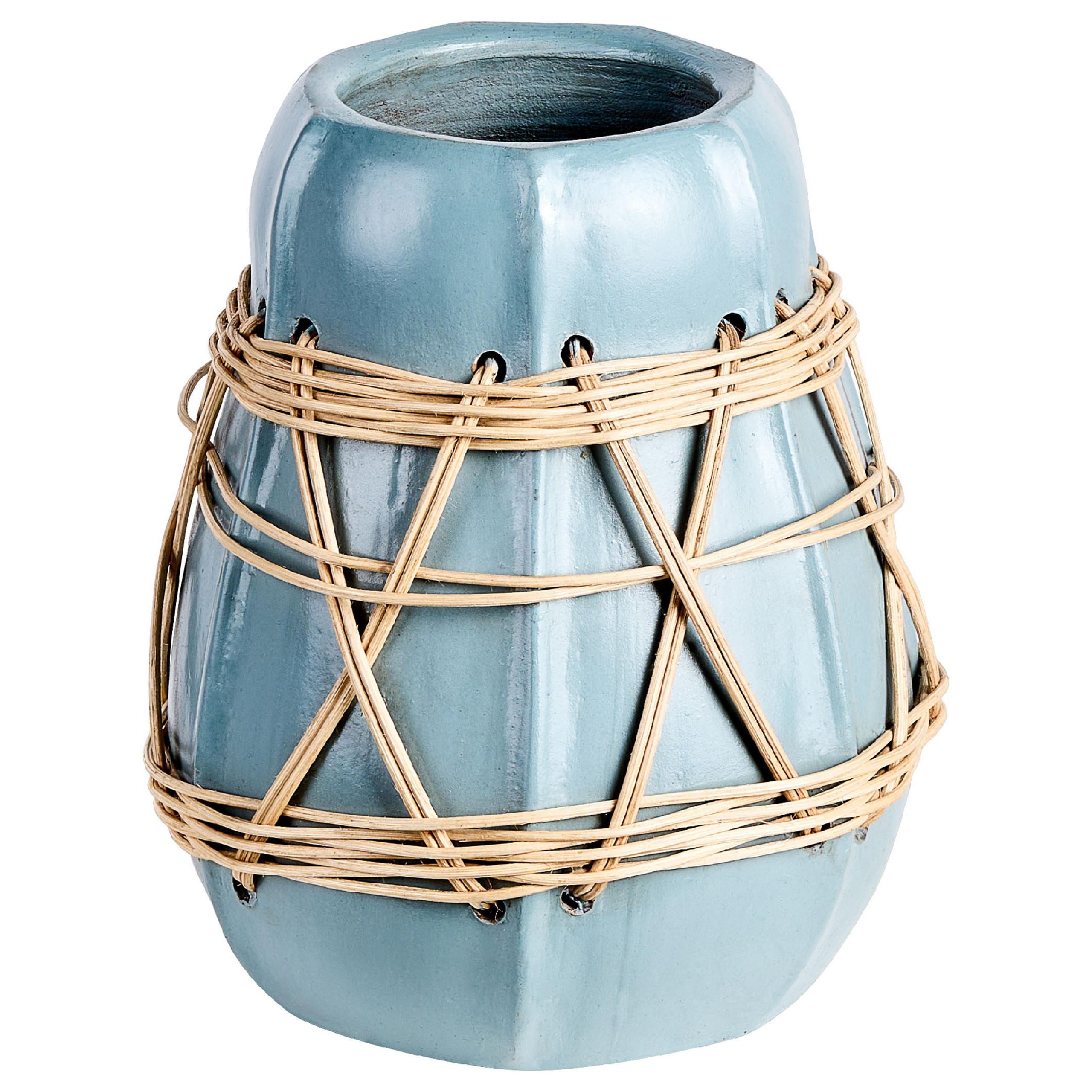 DEKOVASE Terrakotta blau Kamering - Blau, Stein (27cm) - Beliani