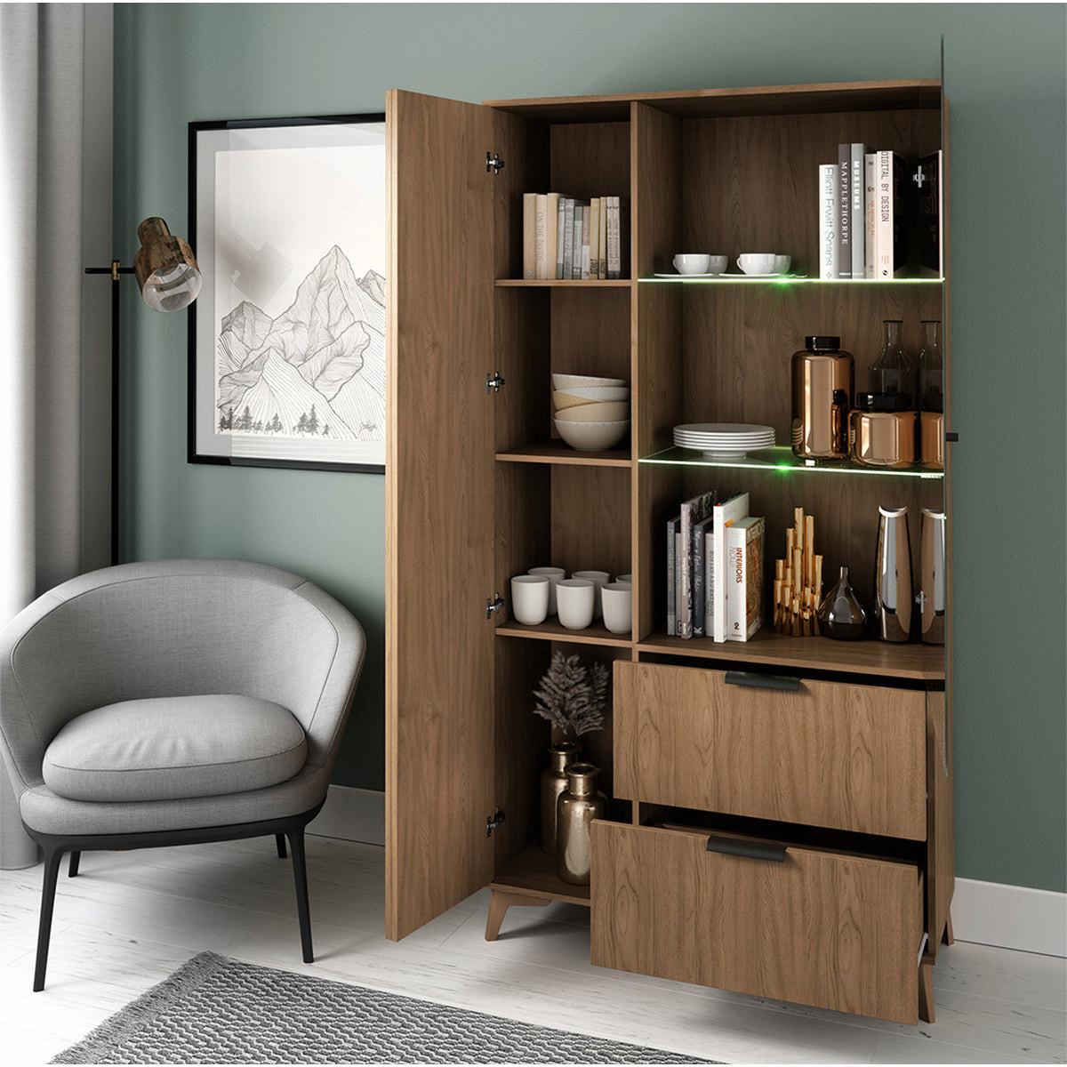 GESCHIRRSCHRANK Esteban Holz - Braun, Holzwerkstoff (100/192/60cm) - Petits-meubles