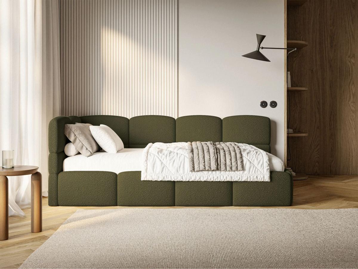 JUGENDBETT Cloudy links Bouclé Olivgrün - Olivgrün, Kunststoff/Textil (90/200cm) - Selsey