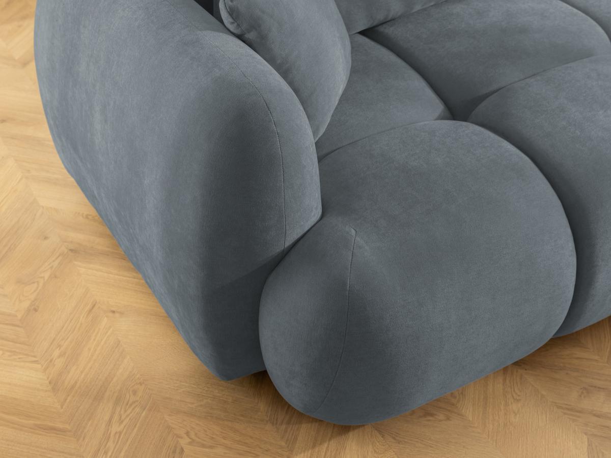 ECKSOFA Loretto aus natürlichem Dunkelgrau Webstoff mit Schlaffunktion, Bettkasten und tiefen Steppungen in Bubble-Optik - Dunkelgrau/Schwarz, Holz/Kunststoff (275/180cm) - S-Style