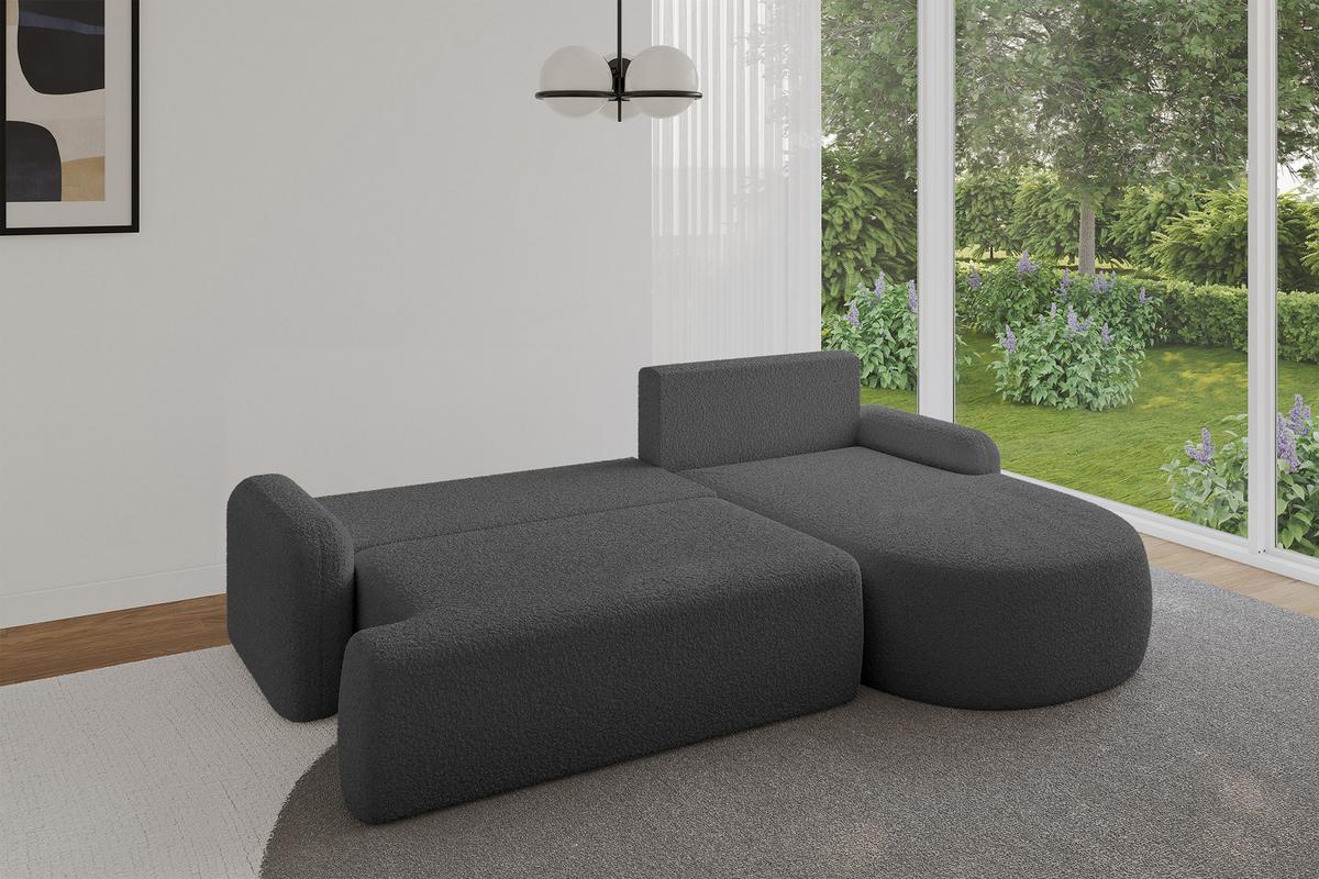 ECKSOFA mit Schlaffunktion und Bettkasten LIRA-L - 264x172x89 Grau - Grau, Holzwerkstoff/Textil (172/264cm) - ALTDECOR