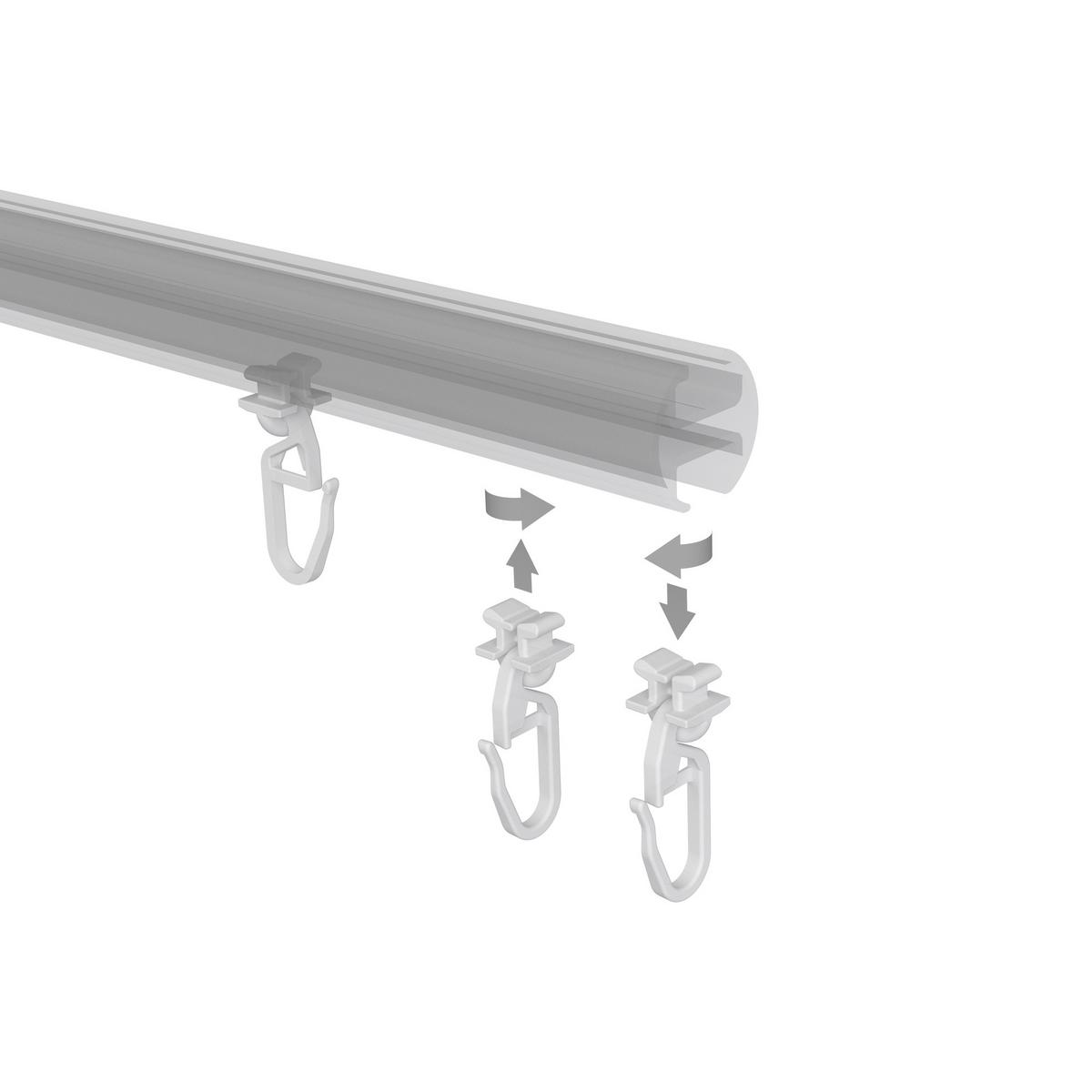 DREHGLEITER DREHFIX MIT FALTENHAKEN für Innenläufe / Gardinenschienen mit Nutbreite 6 mm, Packung 100 Stück - Weiß, Kunststoff (1.1/3.3/1cm) - INTERDECO
