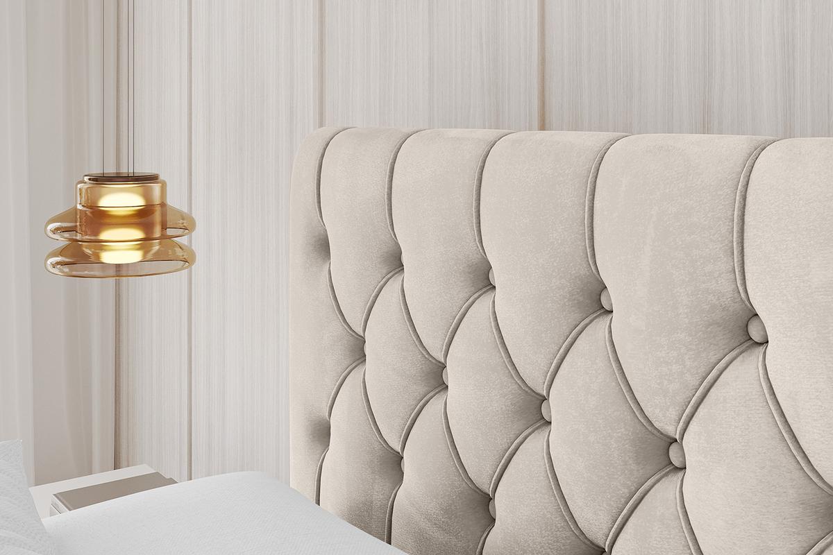 POLSTERBETT mit Bettkasten, Fußteil und Lattenrost, Boxbett mit Matratze H3/H4 - RENO-Z 180x200 Beige - Beige, Holzwerkstoff/Textil (180/200cm) - ALTDECOR