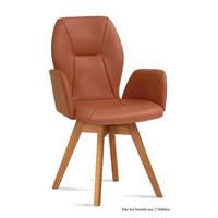 ARMLEHNSTUHL drehbar (2er-Set) Draia 58x92x60 Eiche geölt/Cognac - Cognac/Eichefarben, Kunststoff (60/92/58cm) - 58aufmkessel