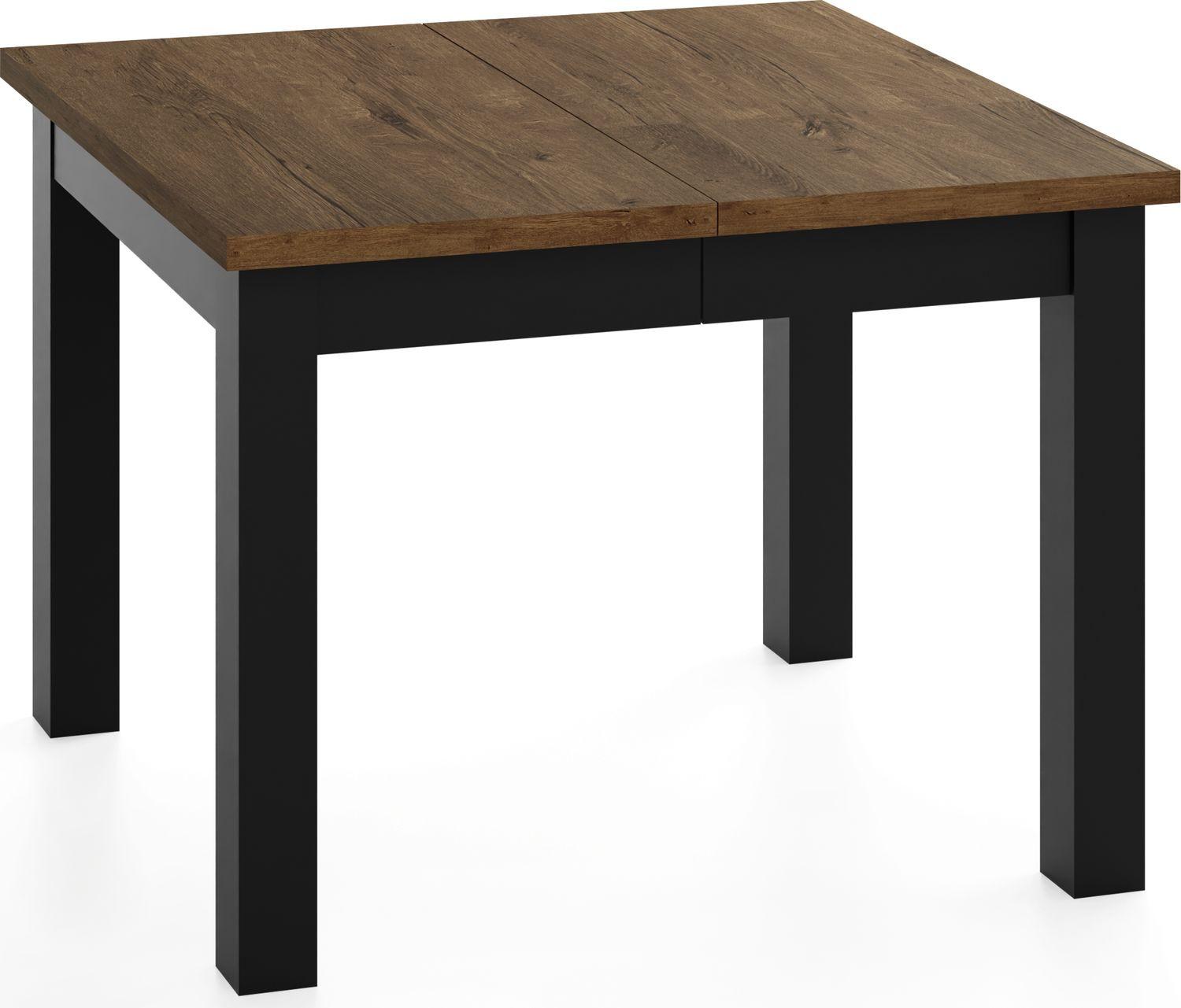 ESSTISCH Toren ausziehbar verlängerbar quadratisch, Eiche Braun Rustikal 90-290/90/76.5 cm - Alteiche/Schwarz, Holz/Holzwerkstoff (90/290/76.5cm) - WFL GROUP