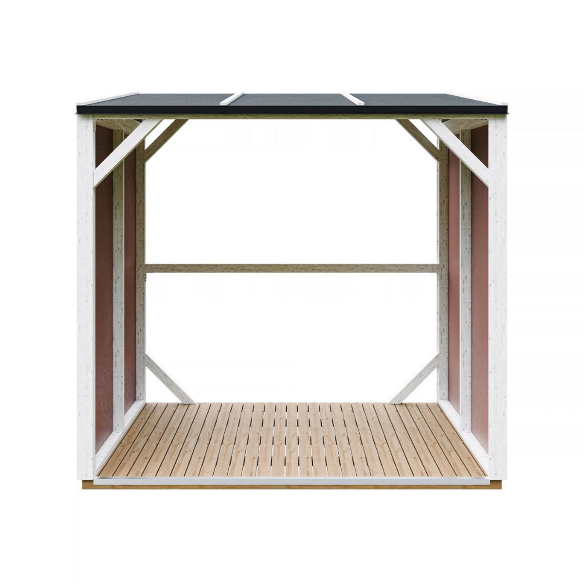 BRENNHOLZLAGER 2,54 m², Kaminholzunterstand mit ~4,4 m³ Lagerkapazität - Rot, Holz (118/220/215cm) - Timbela