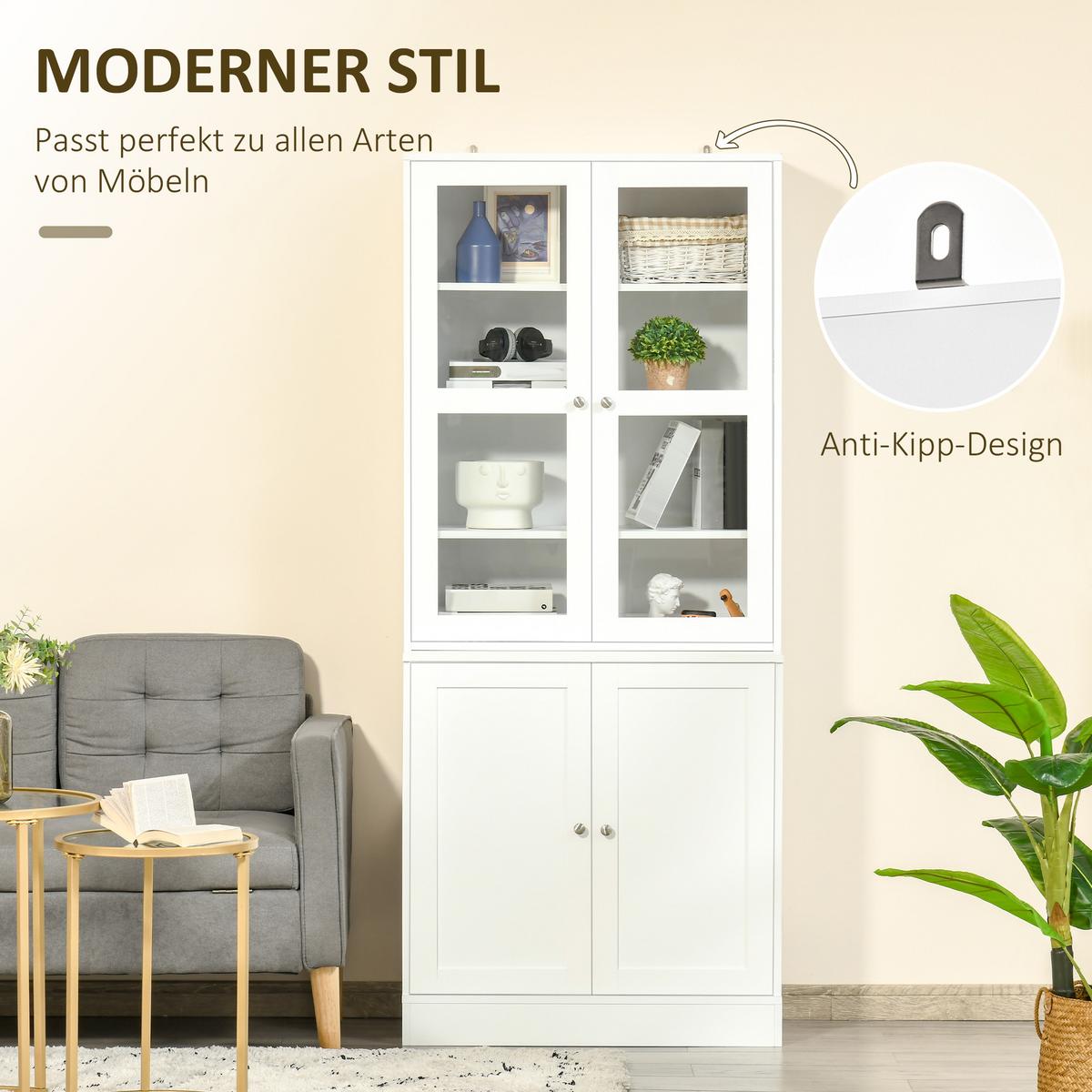 BÜCHERREGAL mit 4 Fächer 76Lx40Bx178,5Hcm, weiß - Weiß, Metall (40/178.5/76cm) - HOMCOM