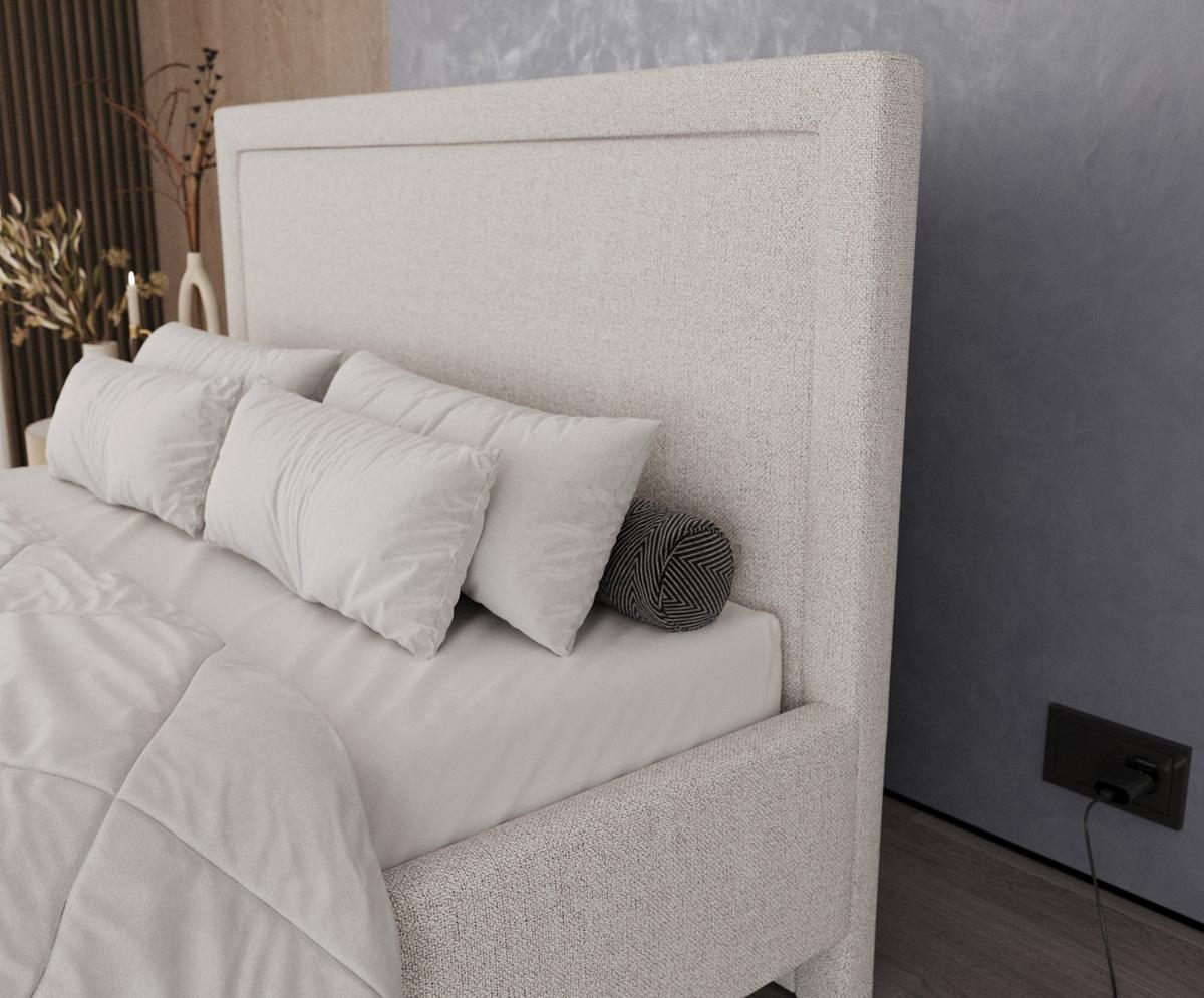 POLSTERBETT Vega 180/200 cm Hellbeige im Riva Stoff - Beige/Naturfarben, Holz/Holzwerkstoff (180/200cm) - AltaBeds