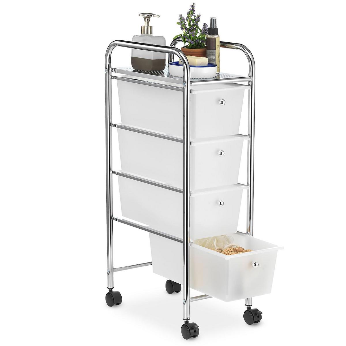 BADROLLWAGEN GINA transparent - Transparent, Kunststoff/Metall (24/79/39cm) - IDIMEX