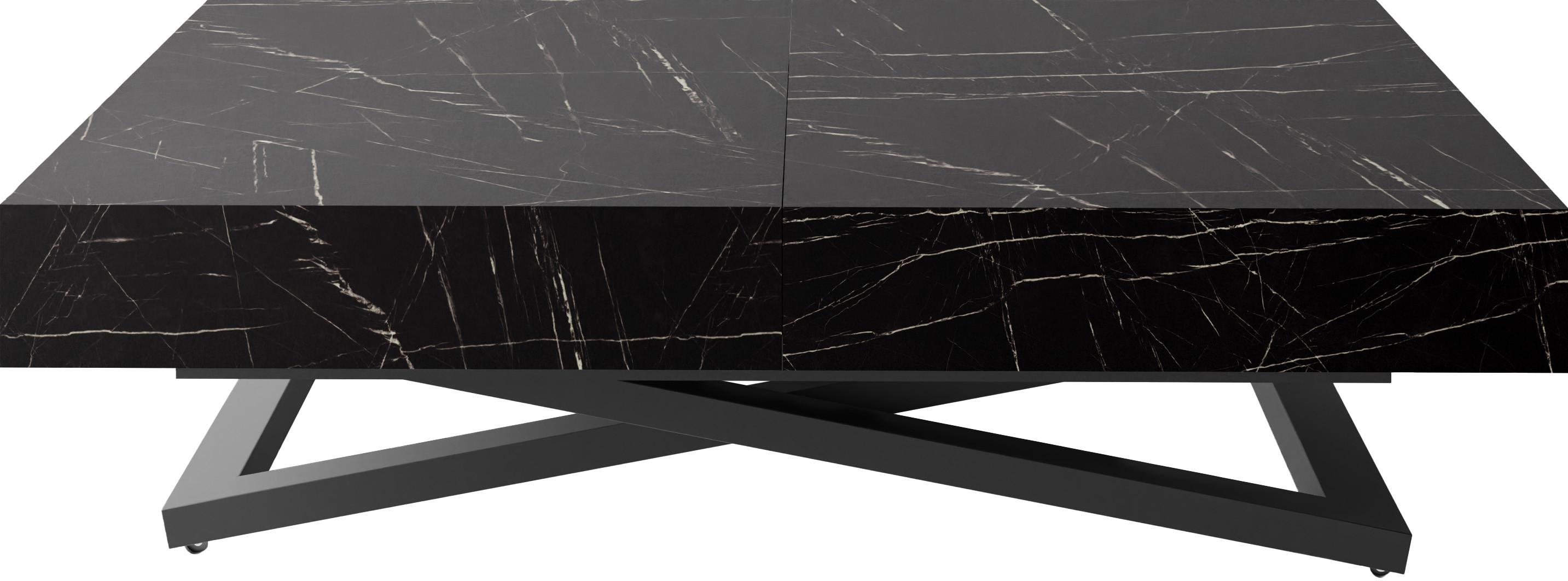 COUCHTISCH Cavetta U höhenverstellbar ausziehbar, Marmor Schwarz 120-200/80/27-76 cm - Anthrazit/Schwarz, Holzwerkstoff/Metall (80/200/76cm) - WFL GROUP