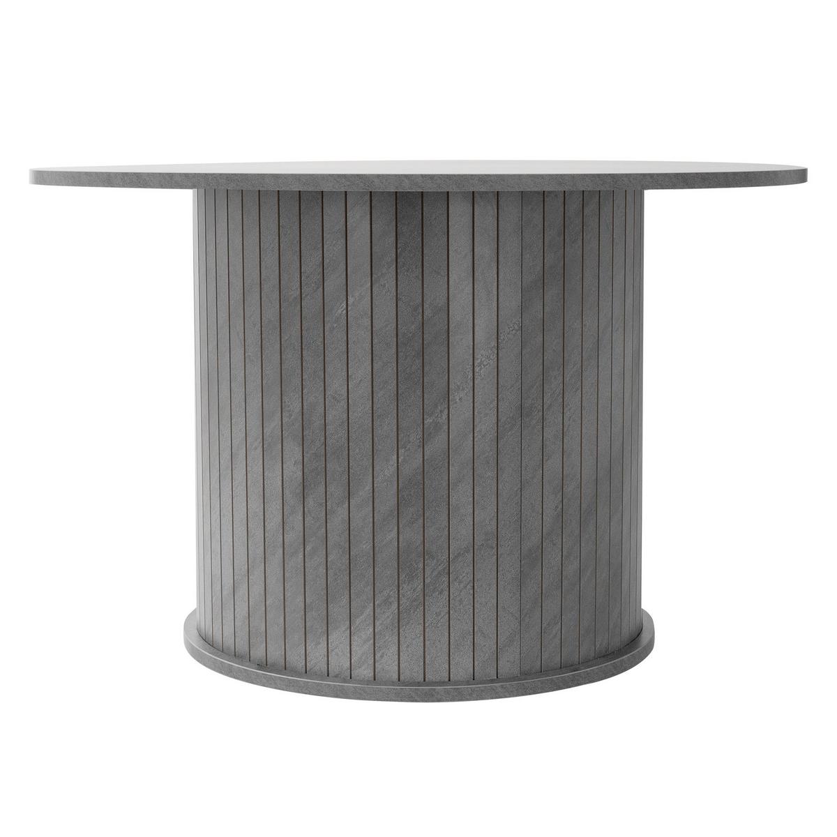 COUCHTISCH mit Schiebetür und Stauraum rund Ø80x50 cm Beton-Optik Grau - Grau, Holz (80/80/50cm) - ML-DESIGN