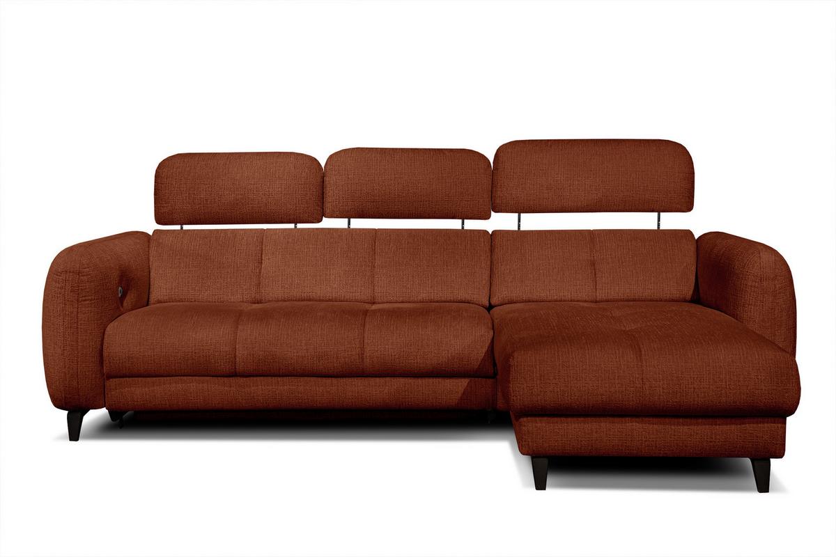 ECKSOFA SVEN 3-Sitzer, 1 Relax XL, verstellbare Kopfstützen, rot - Rot/Schwarz, Holzwerkstoff/Textil (256/163cm) - Wozimo