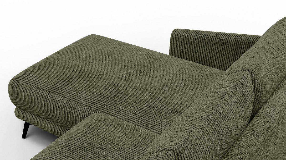 ECKSOFA VILT 3-Sitzer, olive - Schwarz/Olivgrün, Holzwerkstoff/Textil (221/156cm) - Wozimo