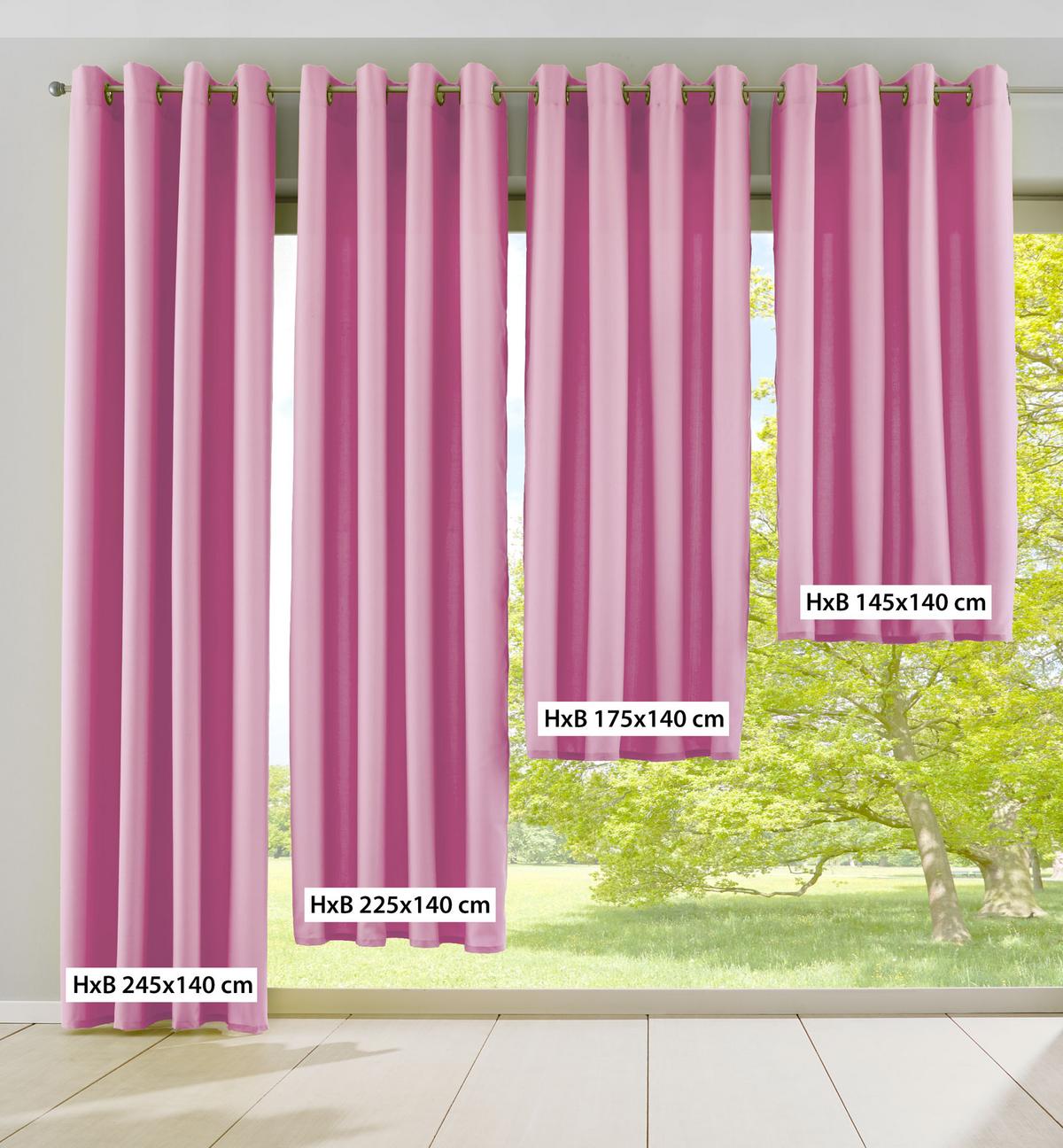 VORHANG 2ER SET PALERMO HxB 175x140 cm Rosa - Rosa, Textil (140/175cm) - Gardinenbox