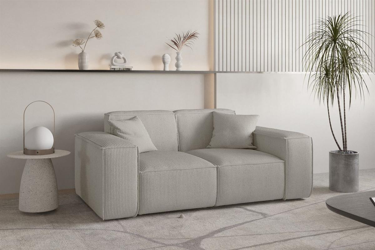 SOFASET Celes Premium 3-2-1 Stoff Scala - Hellgrau, Holzwerkstoff/Textil (225/73/88cm) - Fun Möbel