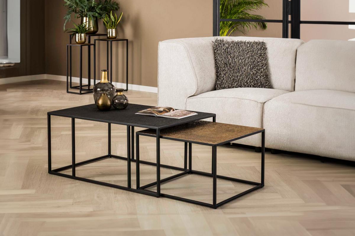 COUCHTISCH ABUNA 2ER SET Multicolor Metall - Multicolor/Schwarz, Metall (60/90/40cm) - KAWOLA