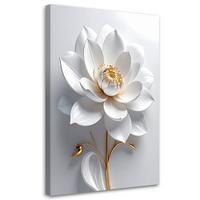 LEINWANDBILDER, Weiße Blume 3d gold glamour - Weiß, Textil (30/45cm) - Feeby
