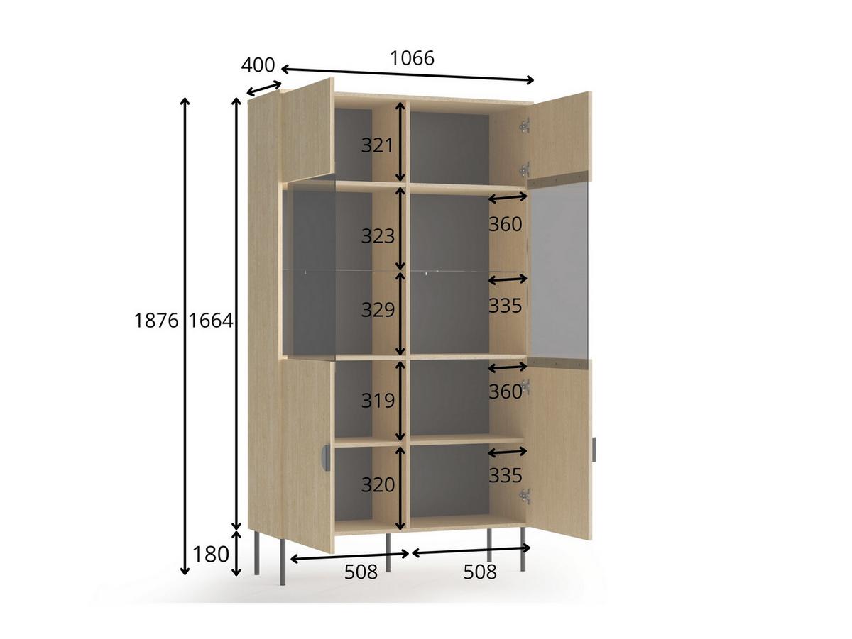 VITRINE AXIS 187,6/106,6 cm in Schwarz - Schwarz, Holzwerkstoff (106.6/187.6/40cm) - MASSENO