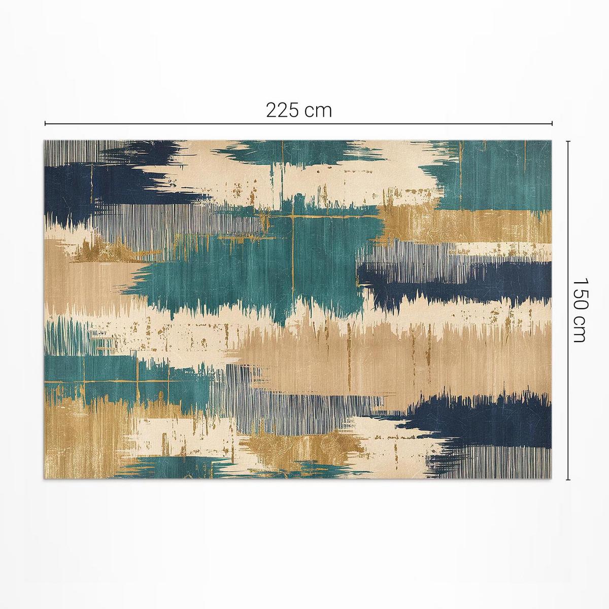 TEPPICH 150x225 cm Abstrakte Farbspuren Retro Effekt - Petrol, Kunststoff (150/225cm) - Wallfluent