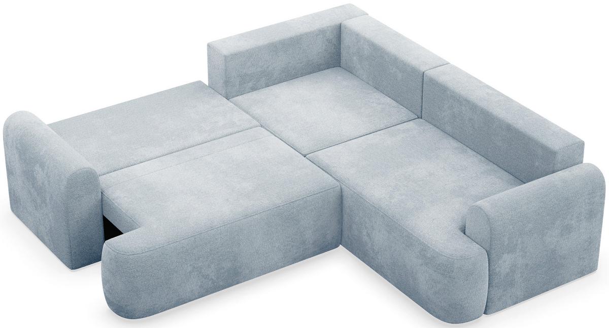 ECKSOFA Kaveo 245 cm universell mit Eckelement - Schwarz/Hellblau, Kunststoff/Textil (245/245cm) - Selsey