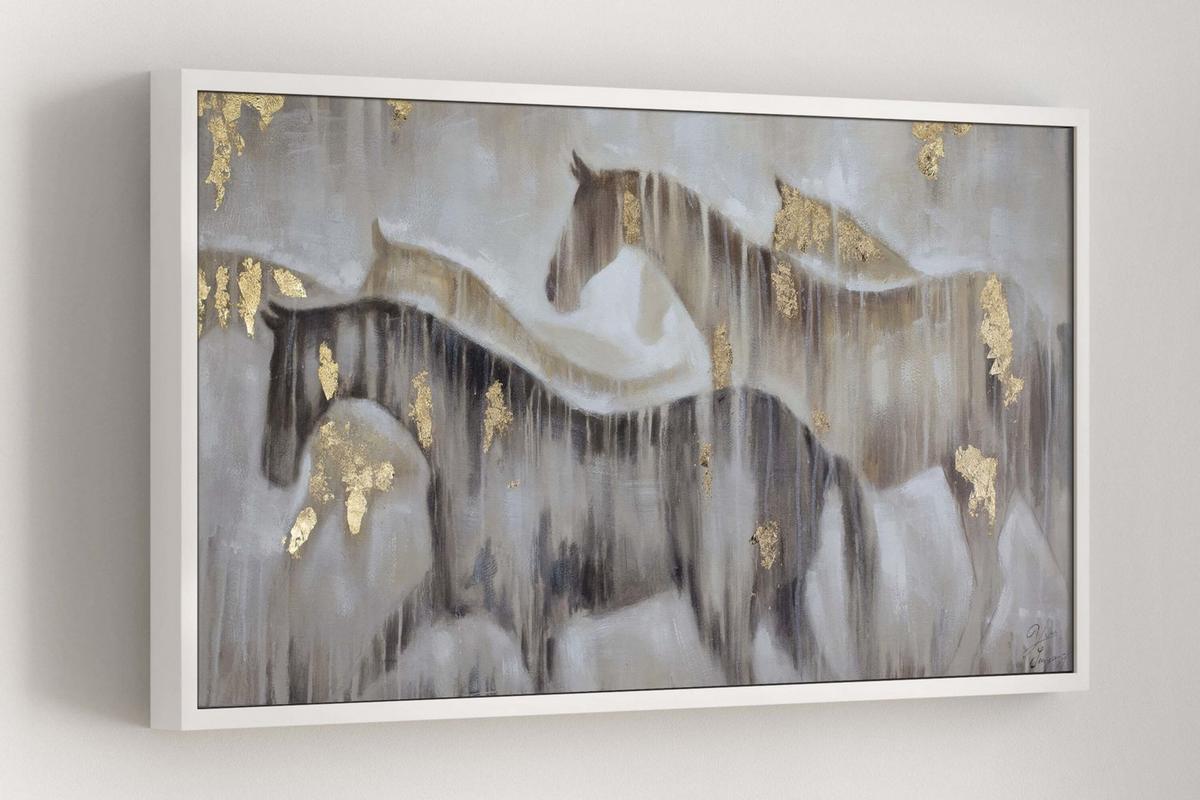 ACRYLBILD HANDGEMALT 120/60 cm - Beige/Braun, Holz/Textil (120/60cm) - KUNSTLOFT