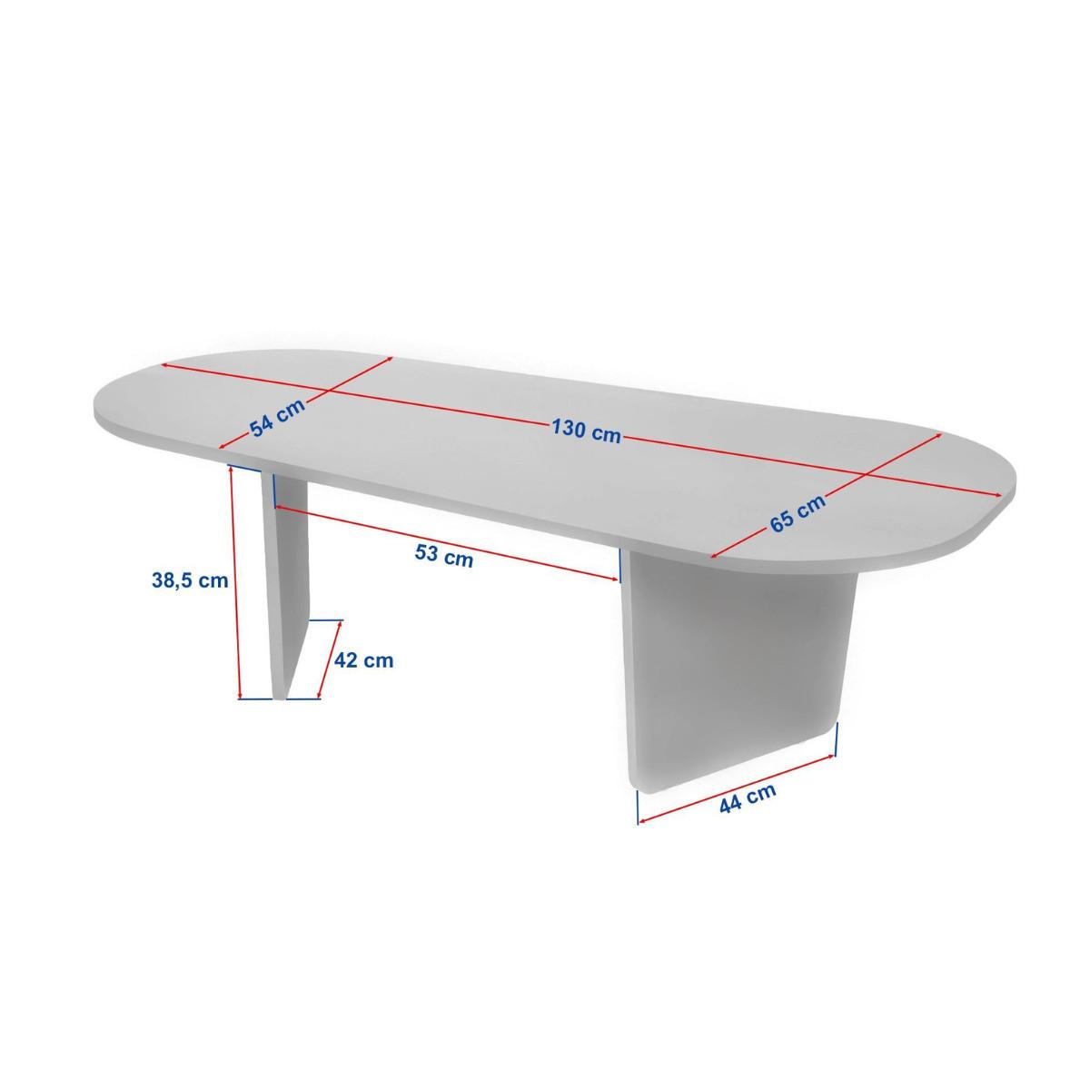 COUCHTISCH mit abgerundeter Tischplatte L130 cm 65/130/40 cm - Eichefarben, Holzwerkstoff (70/65/40cm) - Calicosy