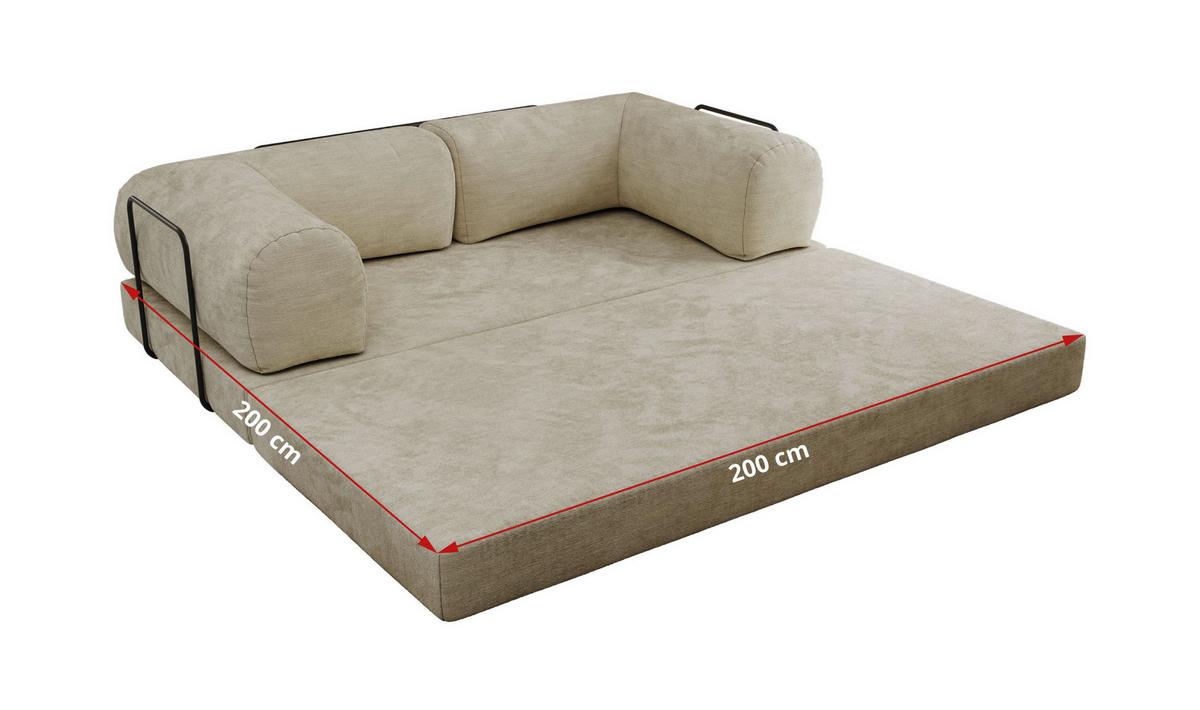3-SITZER SOFA ORSETTO - Beige Schenille glatt - Beige/Schwarz, Textil/Metall (200/70/100cm) - MKS