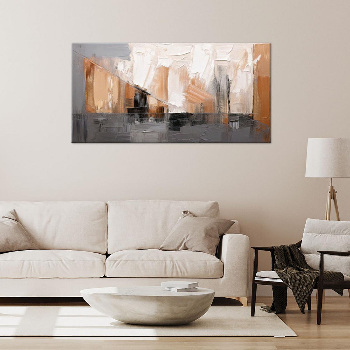 LEINWANDBILD Abstraktion Geometrische Formen 120x60cm - Grau, Textil (120/60cm) - Feeby