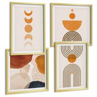 BILDER SET 4er Set - 50x50 cm & 40x60 cm Goldrahmen - Boho-minimalistische Dekorationen - Goldfarben, Kunststoff (50/50cm) - TULUP