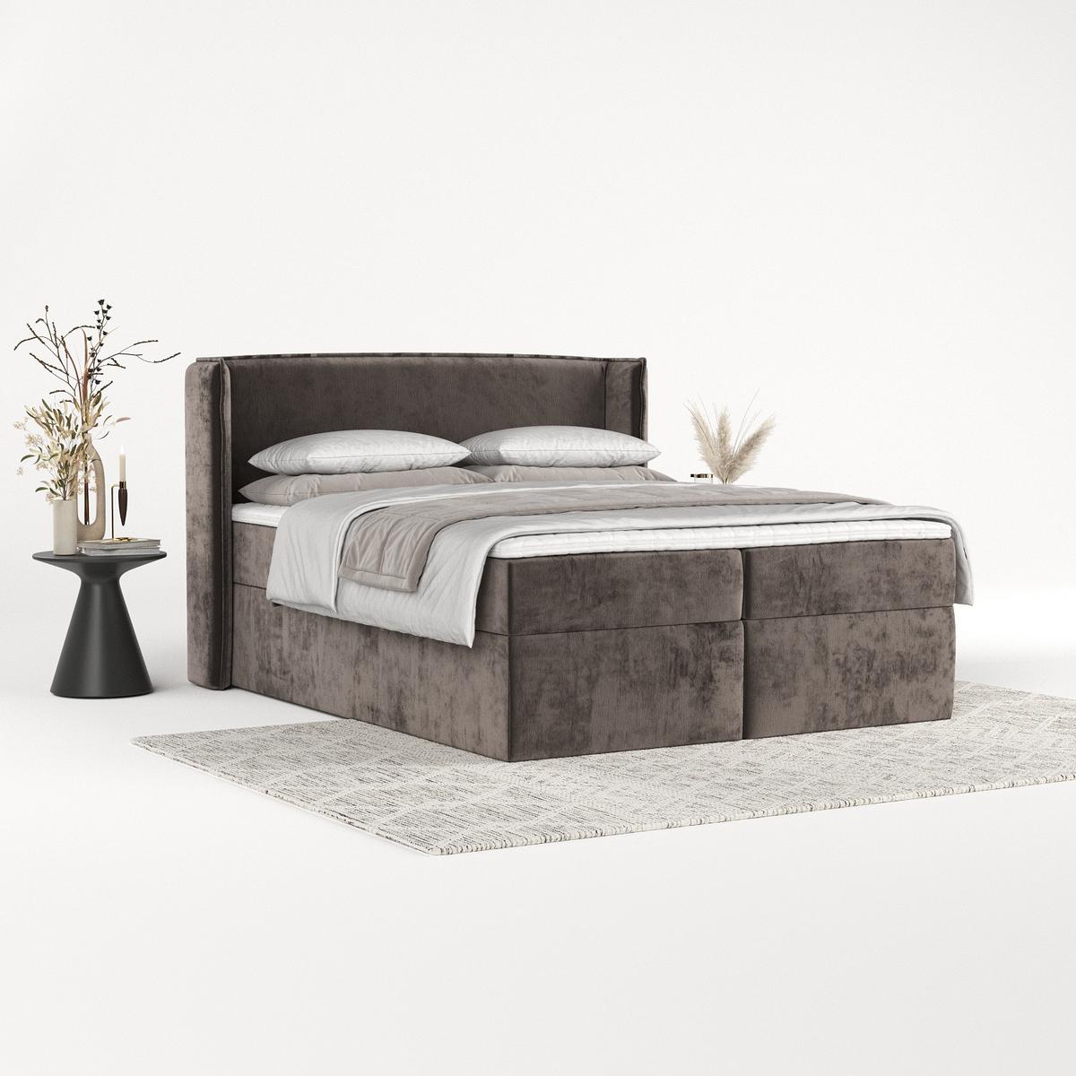 BOXBETT Viva 160/200 cm Braun im Lotta Stoff - Schwarz/Braun, Holz/Holzwerkstoff (160/200cm) - AltaBeds