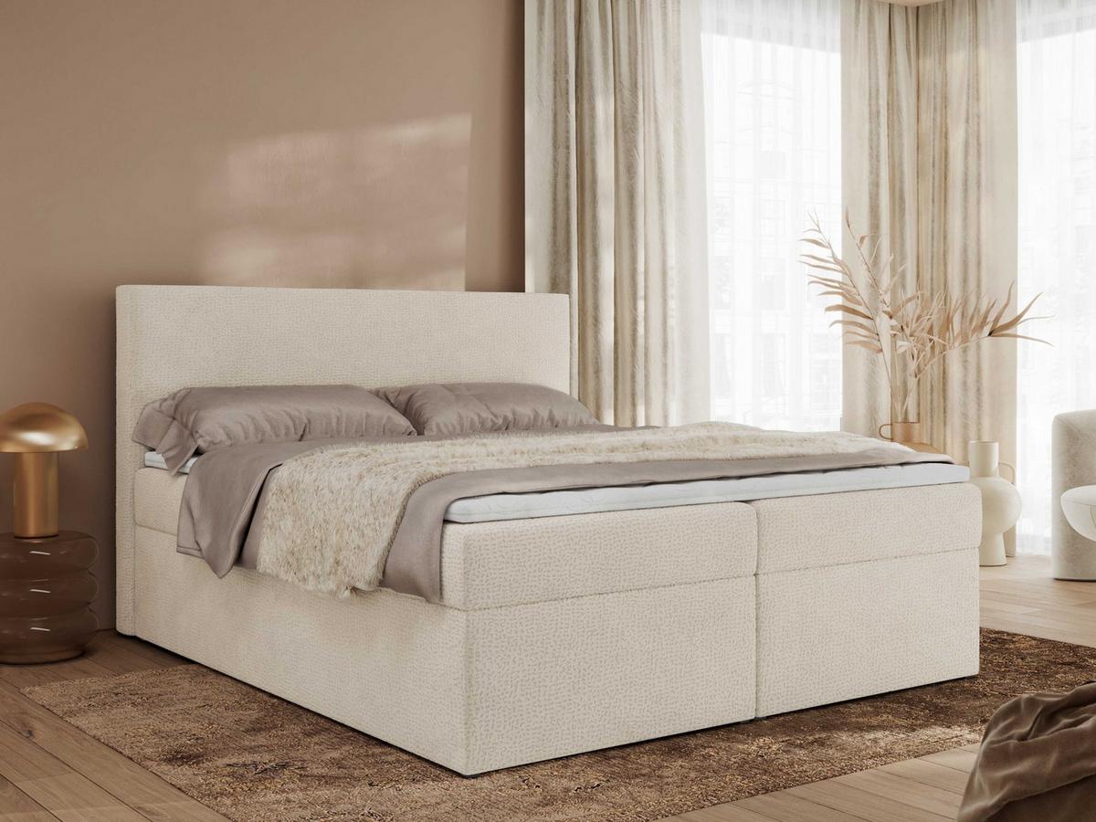 BOXBETT JAGUAR 180/200 - Hellbeige Struktur - H4 - Creme, Holz/Textil (180/200cm) - MKS
