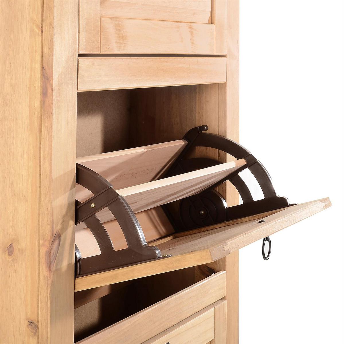 MEXIKO MÖBEL SCHUHSCHRANK TEQUILA - Kieferfarben, Holz (73/177/26cm) - IDIMEX