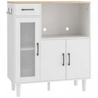 SIDEBOARD Spanplatte Acryl Weiß - Weiß, Holzwerkstoff (34/91/80cm) - HOMCOM