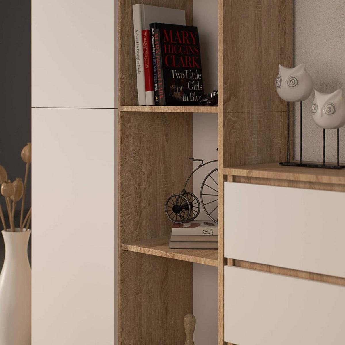 STANDREGAL Eiche Sonoma, Weiß 180/80/35 - Weiß, Holzwerkstoff (80/180/35cm) - RAUMHIRSCH FURNITURE