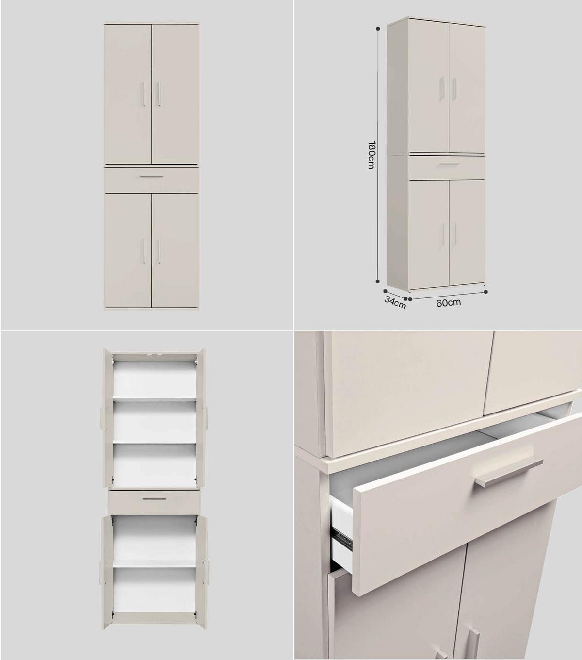 MEHRZWECKSCHRANK SET Der Allzweckwaffe - Kaschmir, Holzwerkstoff (60/180/34cm) - Mokebo