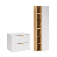 BADMÖBEL 61cm Oria 2er-Set Weiß - Weiß, Holzwerkstoff (61/50/46cm) - Petits-meubles