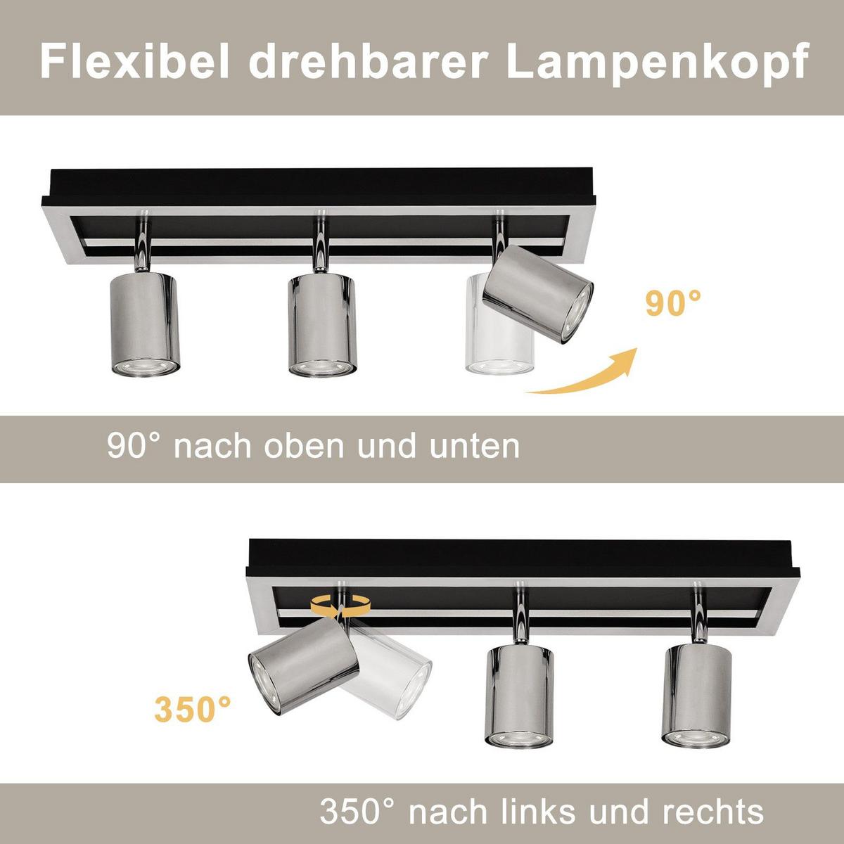 DECKENSTRAHLER Dixon 3-flammig 42/13/15.5cm - Schwarz, Metall (42/13/15.5cm) - Nettlife