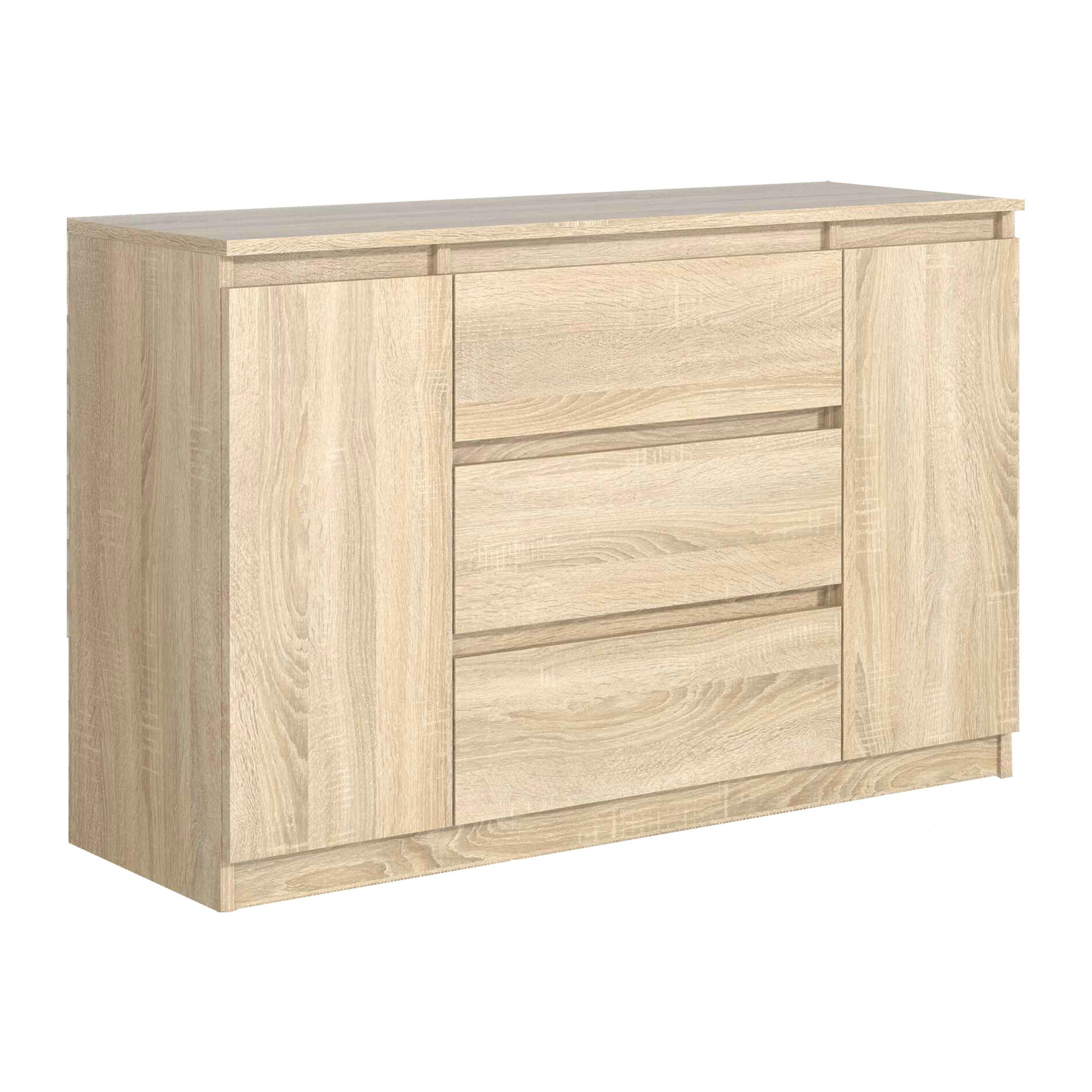 KOMMODE NUDO 120/78,5/39cm mit 3 Schubladen 2 Türen Sonoma Eiche - Sonoma Eiche, Holzwerkstoff (120/78.5/39cm) - MASSENO