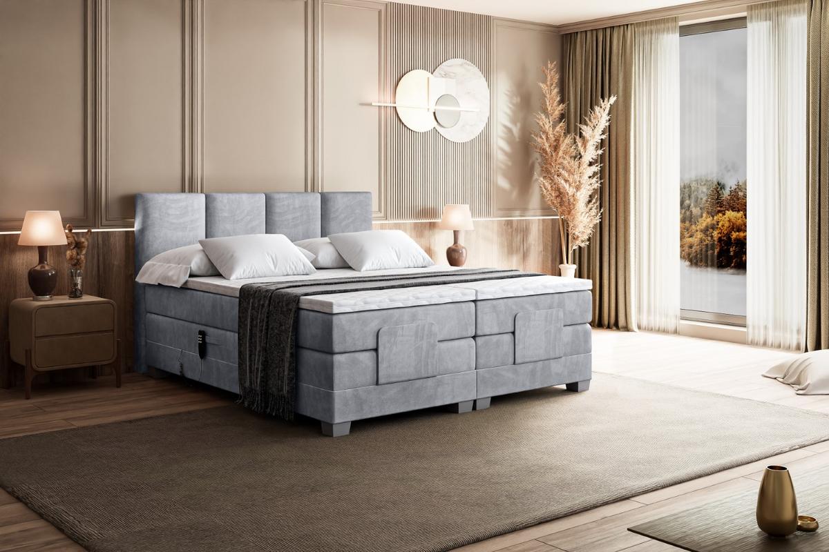 BOXSPRINGBETT elektrisch verstellbar mit 2 Matratzen H4/Taschenfederung ROKS EL 200 x 200 Grau - Grau, Holzwerkstoff (207/200cm) - ALTDECOR