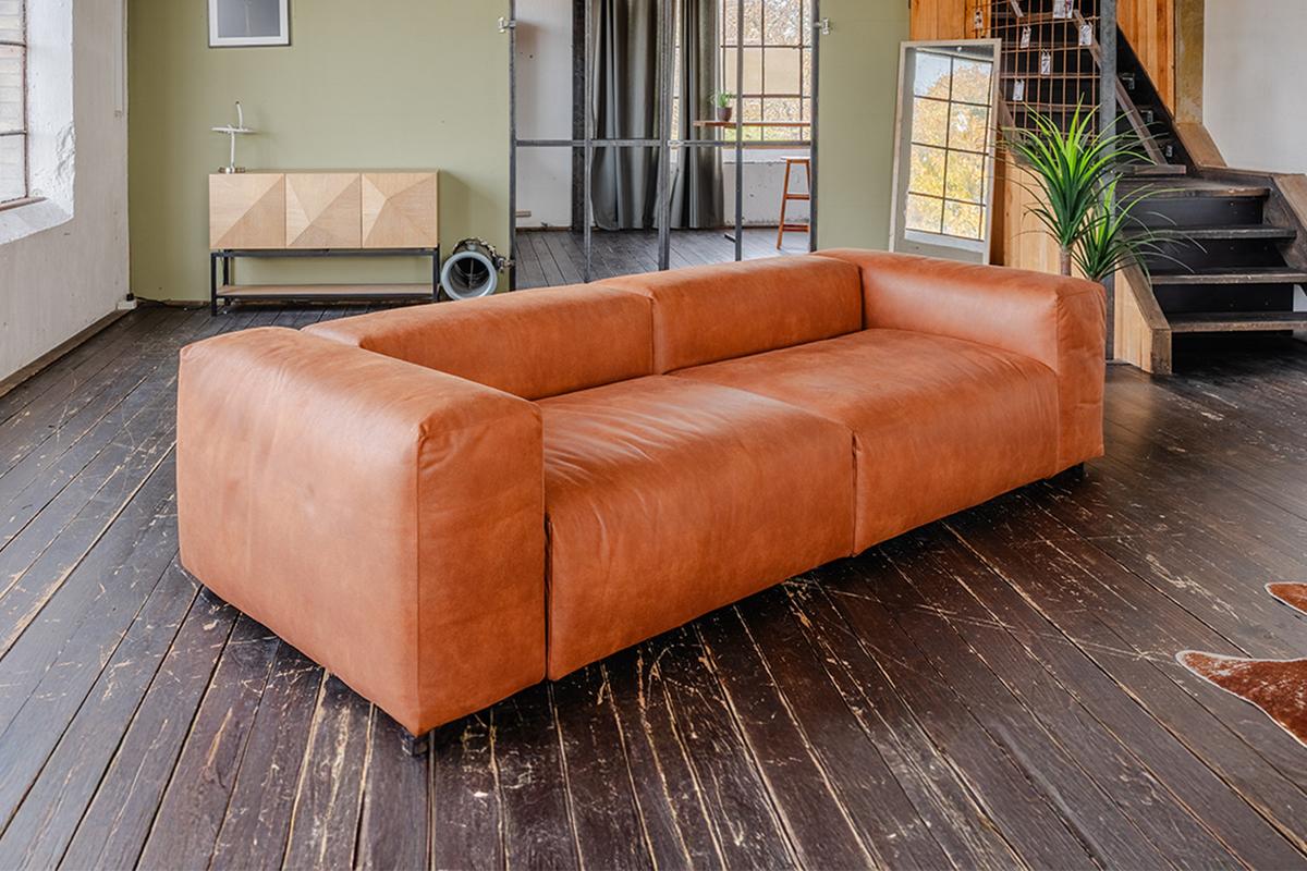 MODULSOFA MIA Braun Lederfaserstoff - Schwarz/Braun, Leder/Kunststoff (306/72/120cm) - KAWOLA