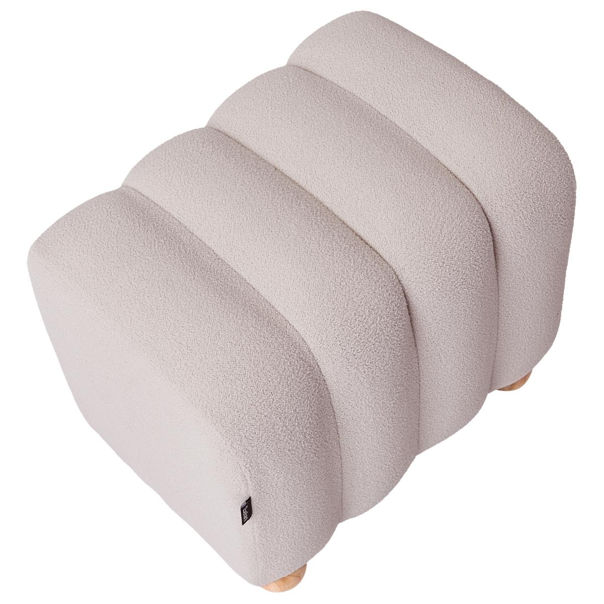POUF Bouclé Cremeweiß Idyllwild - Weiß, Textil (49/45/39cm) - Beliani