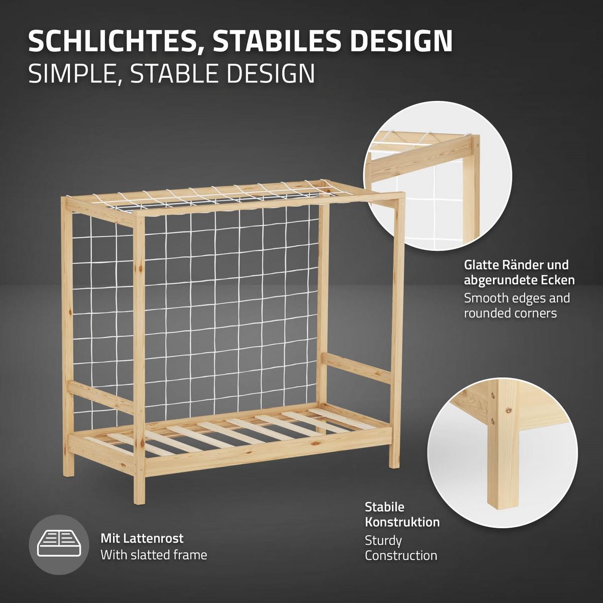 KINDERBETT Fußballtor 70x140 cm Natur - Hellbraun, Holz (70/140cm) - ML-DESIGN