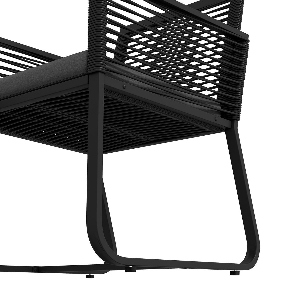 SITZGRUPPE, 3-tlg., Rattan Gartenmöbel-Set,Gartengarnitur mit 2 Gartenstühle - Schwarz, Kunststoff - Outsunny