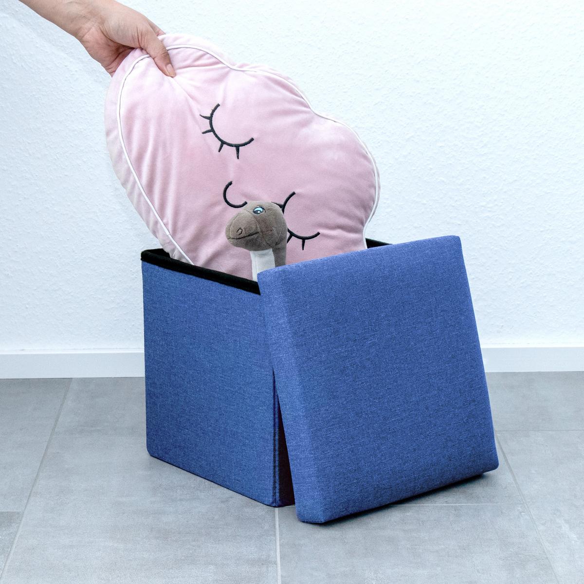 SITZHOCKER Faltbar 30/30/30 cm (Blau) - Blau, Textil (30/30/30cm) - Intirilife